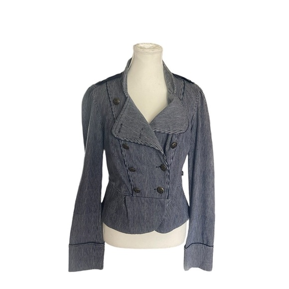 LA Kitty Striped Double Breasted Jean Jacket Size XL - Picture 6 of 10